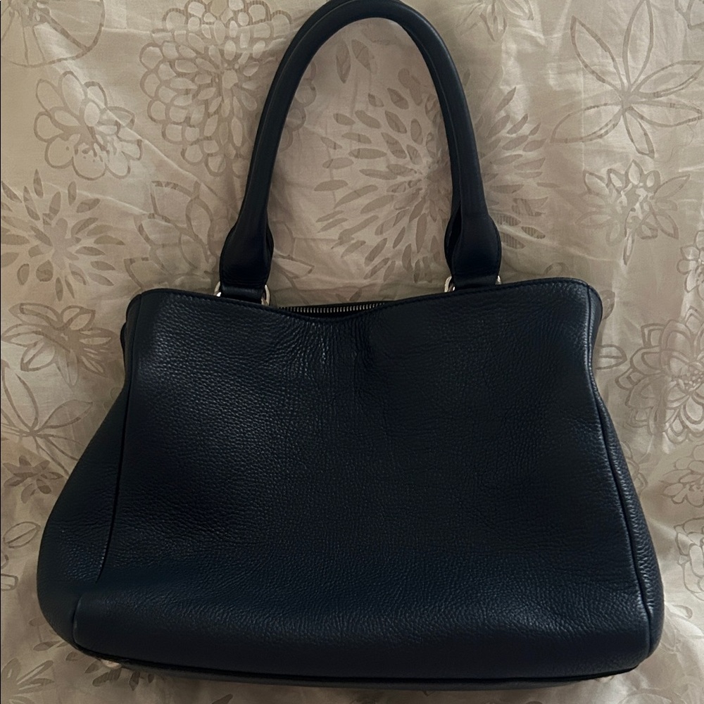 Elegant Dark Blue Leather Handbag (Guzini)